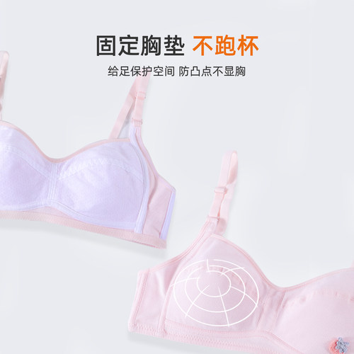 儿童内衣女文胸发育期二阶段青春期全棉初中学生少女网眼透气胸罩 - 图1
