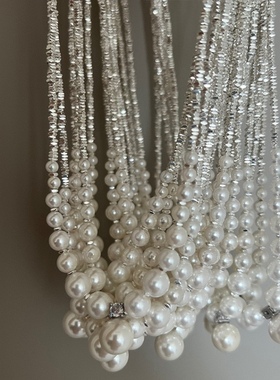 闪闪动人珍珠项链保色碎银子首饰贝珠锁骨链晚宴礼服婚礼配饰送人