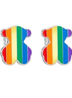 热卖熊家多彩小熊吊坠耳钉套装欧美时尚彩色小熊女款夜店百搭