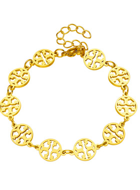 热款直销欧美时尚简约圆牌双T字母全抛光男女款潮流嘻哈镂空手链