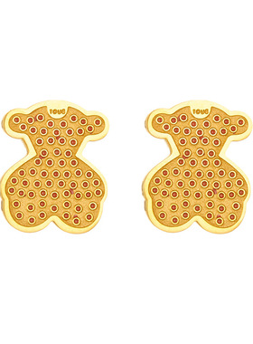 小熊麻点不锈钢耳钉欧美抹油红点百搭女式不锈钢项链套装