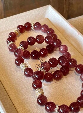 天然星光鸽血红草莓晶手链女招桃花红色转运招贵人缘手串闺蜜礼物