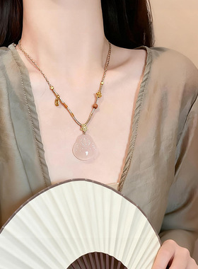 天然玉髓佛公吊坠项链女中国风笑佛玛瑙复古挂件弥勒佛玉石项饰礼