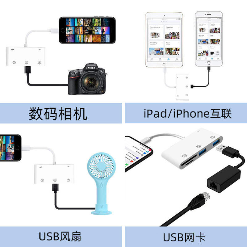 ipad扩展坞适用苹果iphone手机平板外接u盘硬盘转转换器usb扩展器 - 图2