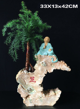 盆景绿植新中式风四季常青迎客松