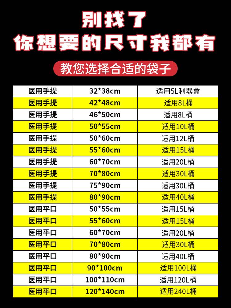 医疗垃圾袋黄色手提式加厚大号医用垃圾袋平口商用医疗废物专用袋 - 图2