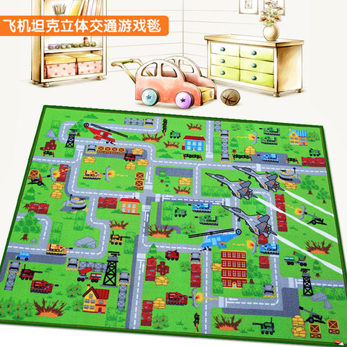 出口款捷成儿童地毯车道轨道城市交通场景玩具车游戏爬行垫 - 图1