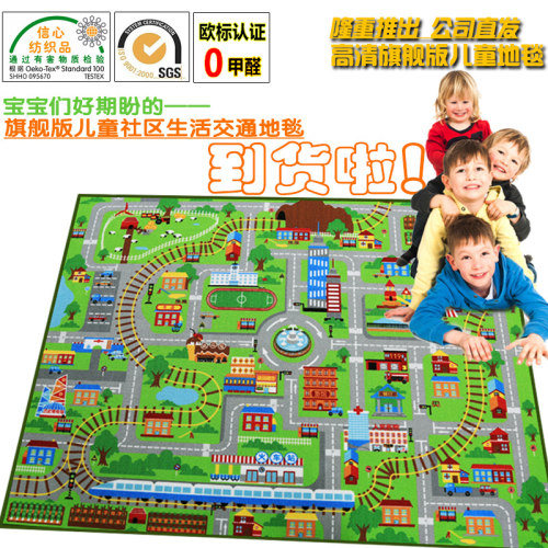 出口款捷成儿童地毯车道轨道城市交通场景玩具车游戏爬行垫 - 图0