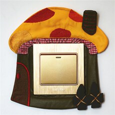 Декор для выключателя 精品布艺开关贴 刺绣开关套墙贴 立体开关贴插座套壁火贴(蘑菇房)