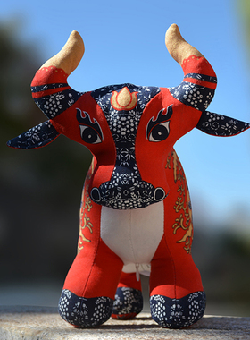 生肖手工布艺招财动物金牛摆件