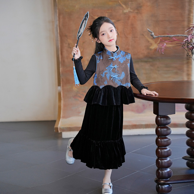 新中式国风汉服女童套装2025秋季新款一整套搭配高端儿童两件套裙,淘宝优惠券,粉丝福利购,淘宝优惠卷