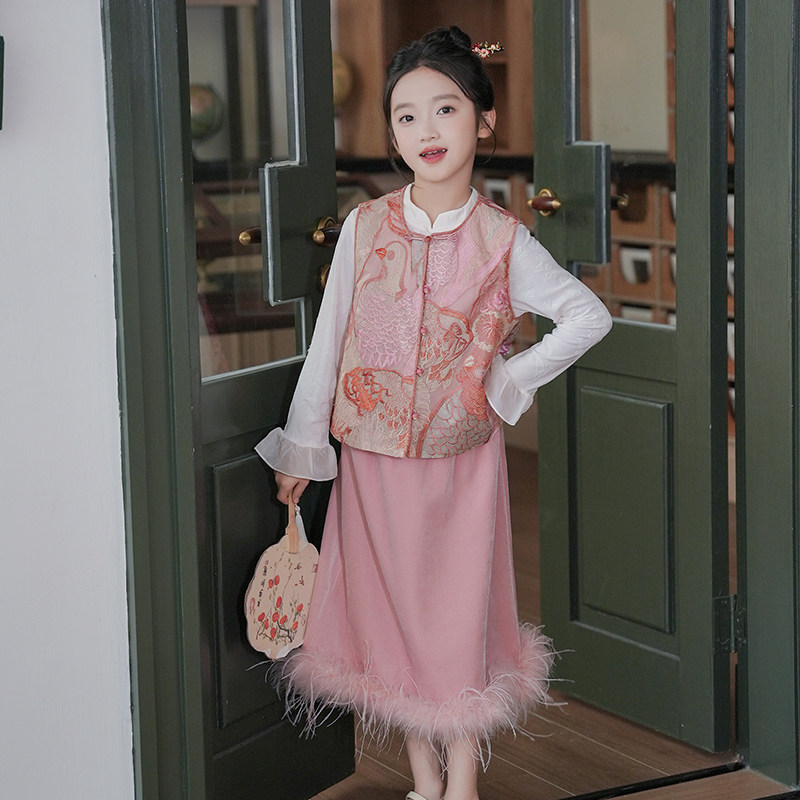 女童汉服2025秋季新款国风新中式汉服马甲儿童套装日常可穿古装,淘宝优惠券,粉丝福利购,淘宝优惠卷