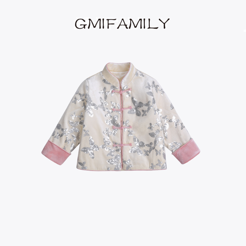 女童新中式国风棉服外套2025冬季新款童装丝绒保暖棉服儿童拜年服 - 图0