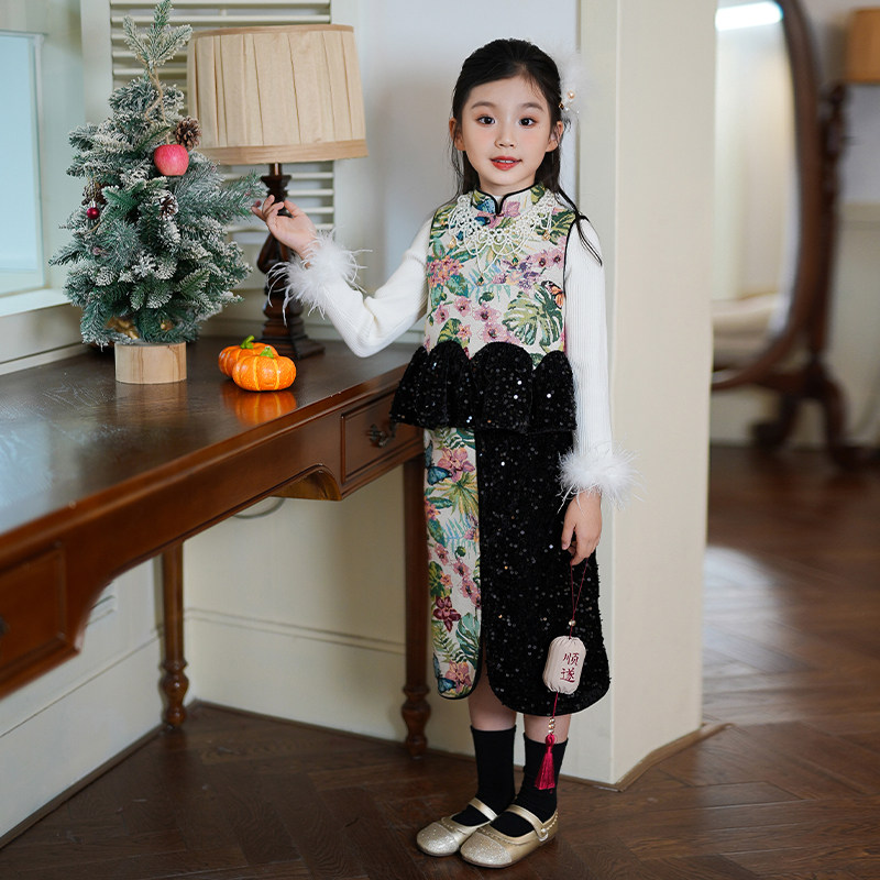 80944女童汉服马甲裤子两件套2025冬季新中式国风拜年服宝宝套装,淘宝优惠券,粉丝福利购,淘宝优惠卷