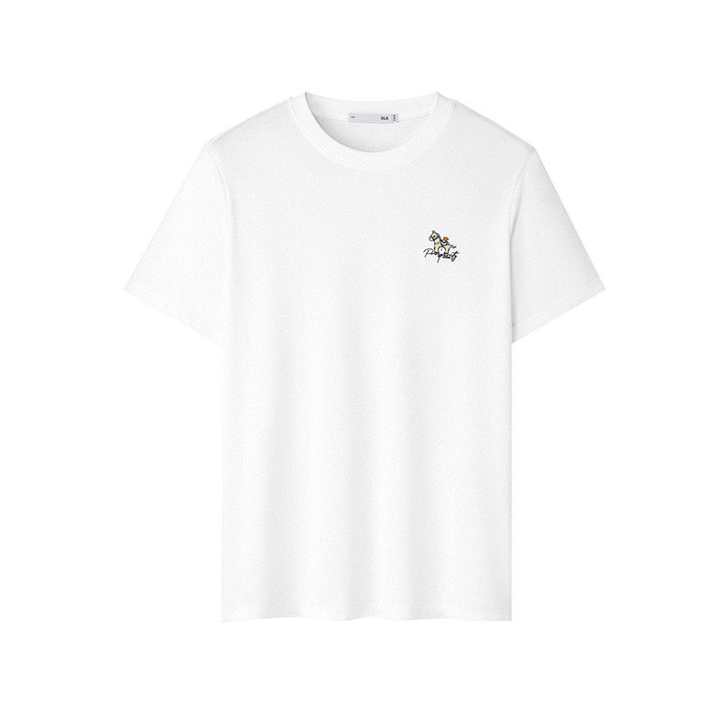 HLA/海澜之家轻商务时尚系列短袖T恤24夏新针织圆领字母短袖男