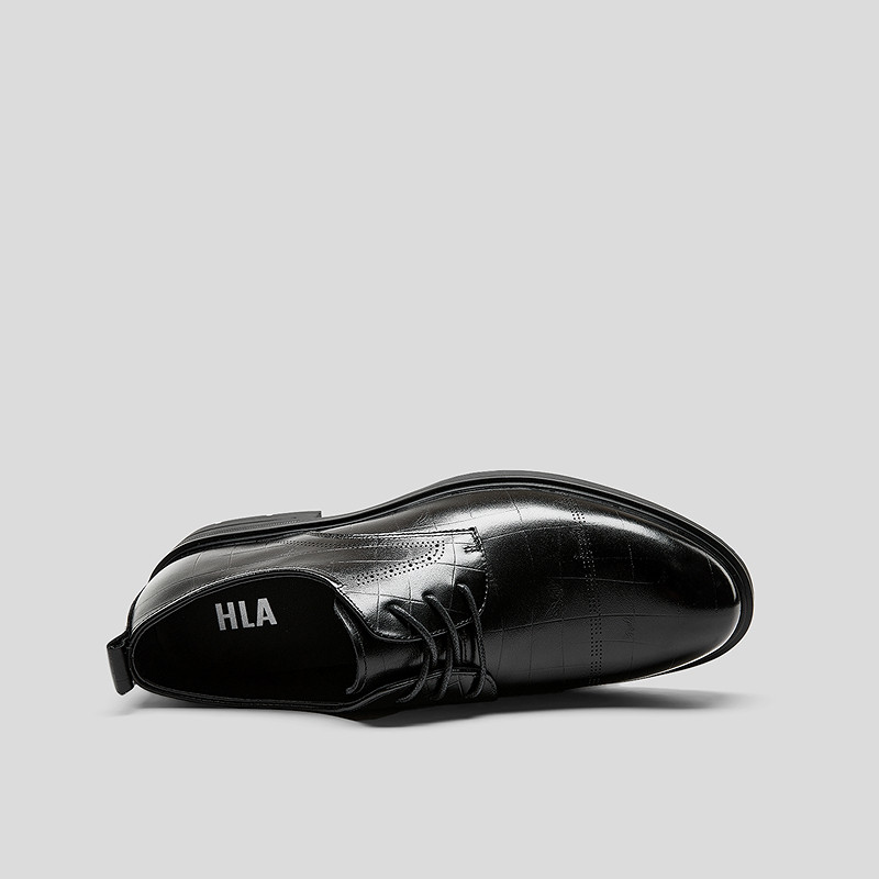 HLA/海澜之家系带正装皮鞋2026新款商务通勤时尚格纹德比鞋子男,淘宝优惠券,粉丝福利购,淘宝优惠卷