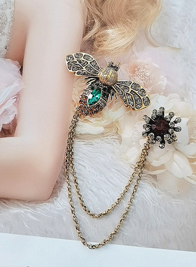 做旧复古铜色蜜蜂流苏女欧美胸针