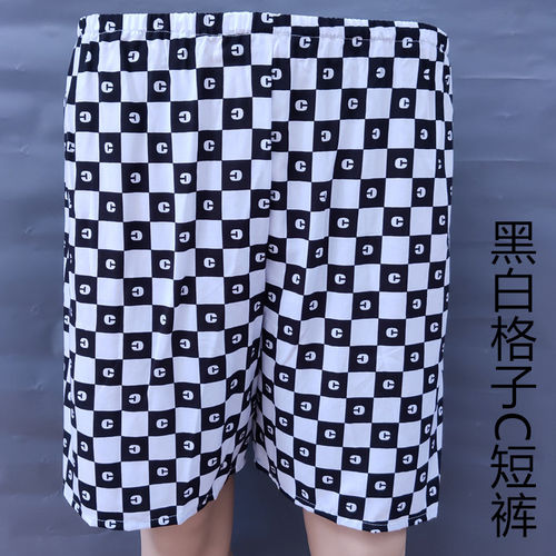 棉绸短裤男舒适柔软格子夏季简约人造棉印花中年纯棉绸家居沙滩裤 - 图3