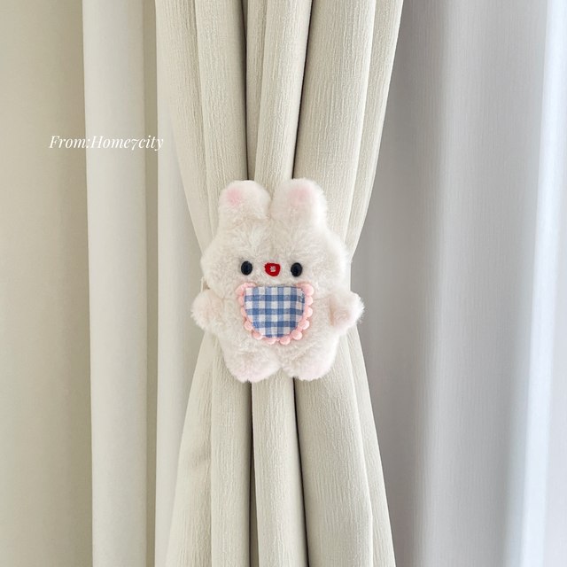 2 packages! Cute little rabbit curtain straps bedroom living room curtain storage elastic straps loop buckle rope for household use