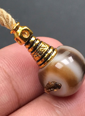 12MM天然天珠玛瑙黑白一线三通文玩DIY手串108佛珠三通项链配饰