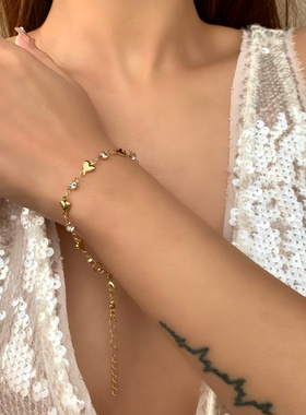 1条金黄色/银色爱心长款项链