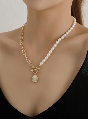 欧美跨境饰品珍珠吊坠项链