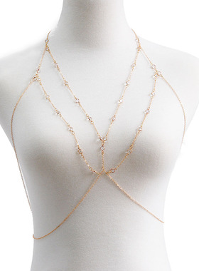 欧美风比基尼配饰质感闪钻文胸链