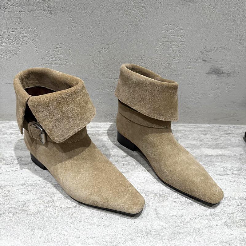 欧洲站真皮马丁靴女2025年秋新款欧货磨砂皮尖头粗跟短靴皮带扣,淘宝优惠券,粉丝福利购,淘宝优惠卷