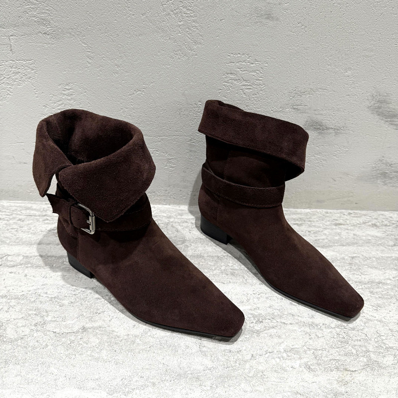 欧洲站真皮马丁靴女2025年秋新款欧货磨砂皮尖头粗跟短靴皮带扣,淘宝优惠券,粉丝福利购,淘宝优惠卷