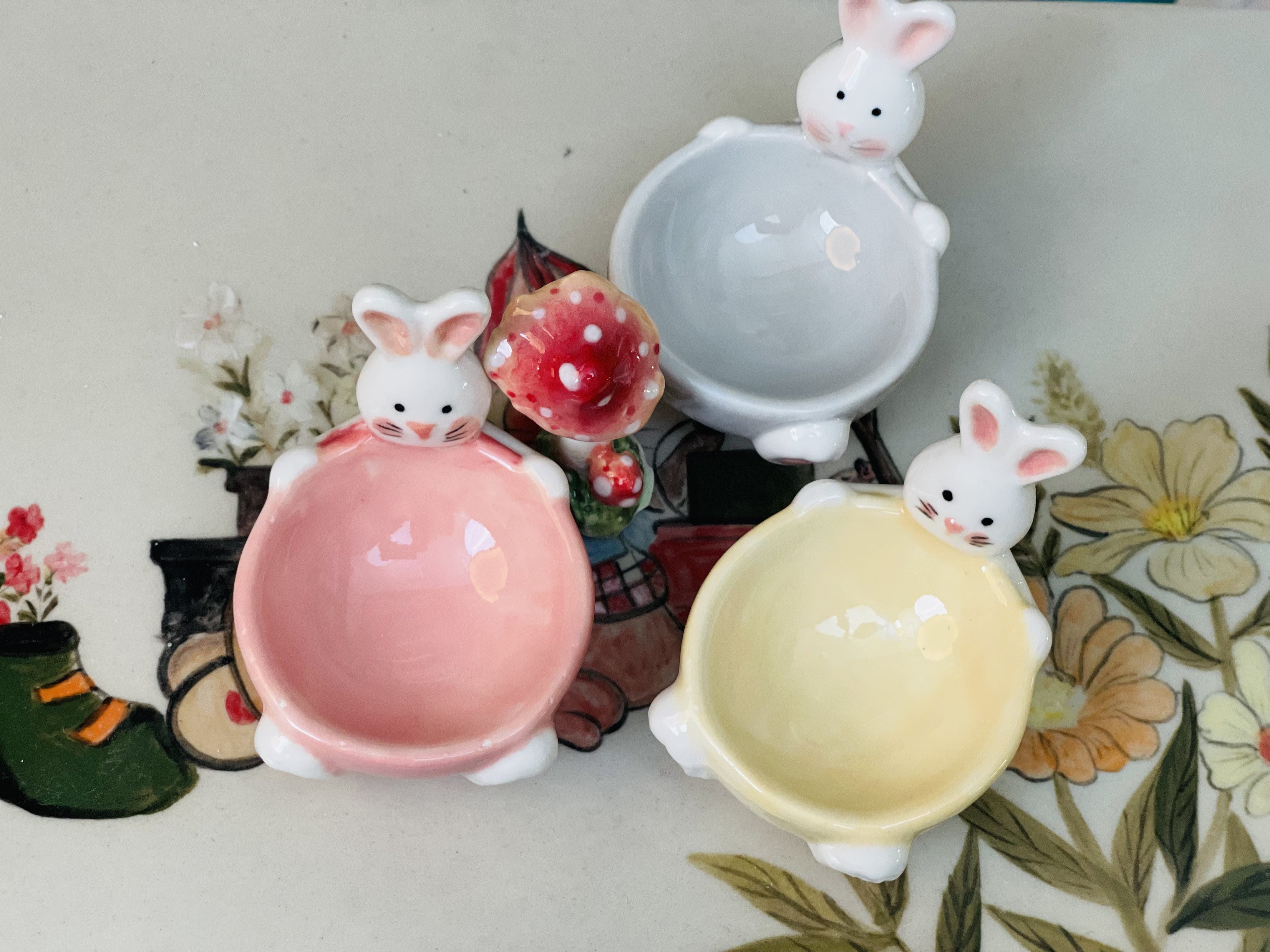 陶瓷兔子蛋托工艺品礼物摆件创意不规则鸡蛋架单个家用早餐小味碟,淘宝优惠券,粉丝福利购,淘宝优惠卷