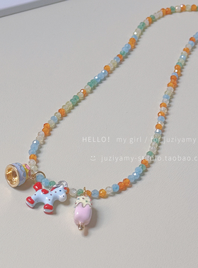 原创彩色多巴胺项链女