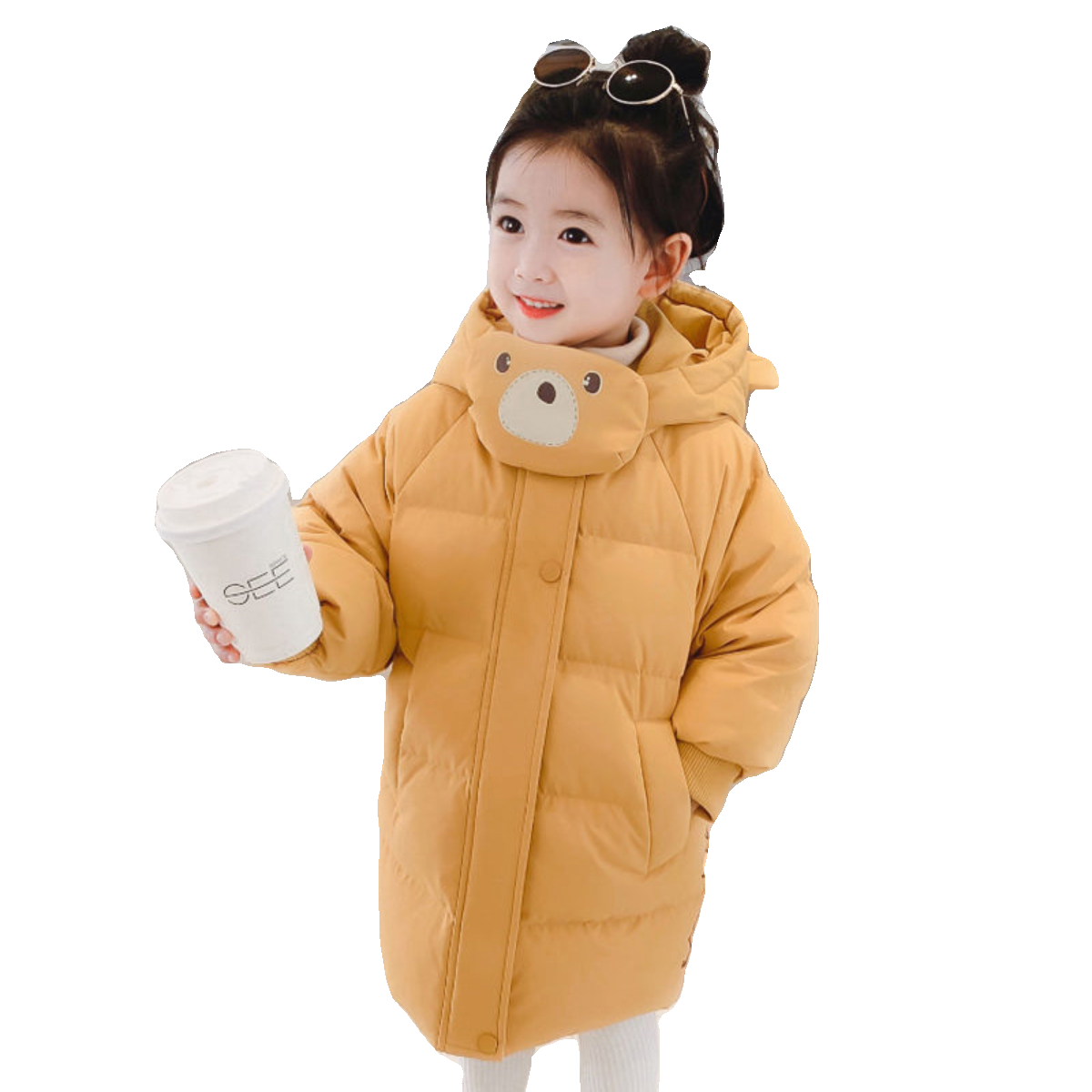 女童羽绒棉服中长款2023冬装新款中国风中小宝宝儿童加厚洋气外套