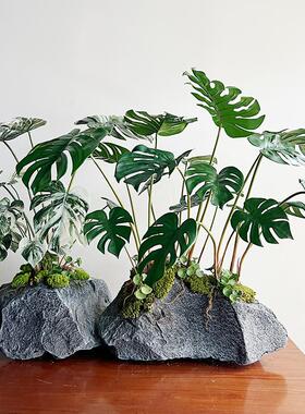 新款仿真龟背叶桌面盆栽特丽卉
