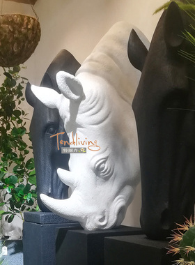 包邮特丽卉玻璃钢马头犀牛头动物