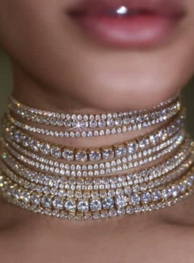 爆闪水钻项链颈链腰链舞蹈走秀