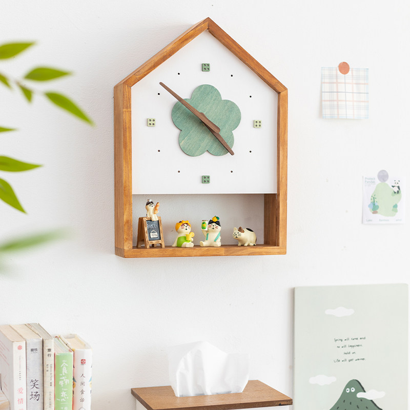 阿楹 日系挂墙钟表客厅可爱奶油儿童房时钟摆件星星人盲盒置物架,淘宝优惠券,粉丝福利购,淘宝优惠卷