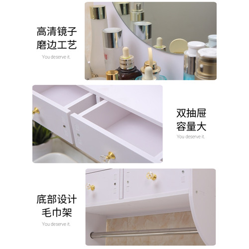 卫生间浴室镜子贴墙免打孔小户型厕所洗手间化妆镜带置物架挂墙式 - 图2
