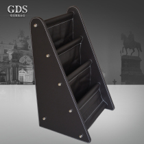 Upscale Business Leather Bookshelves Magazine Shelf Creative Fashion Desktop Press Rack Newspaper Containing the Eurostyle