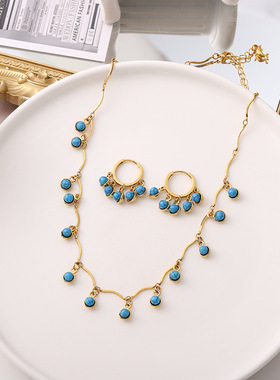 波西米亚项链饰品钛钢套装首饰