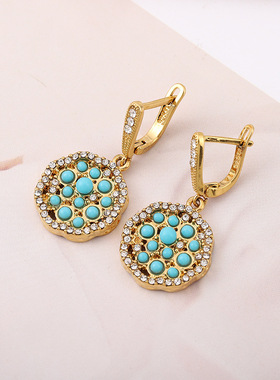 个性水钻项链耳环戒指套装饰品三件套 不掉色 抗过敏【新疆包邮】