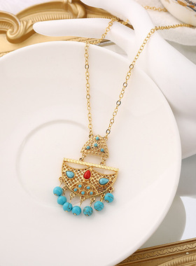 圆珠古风镂空吊坠托宫廷轻奢随身项链戒指耳饰银