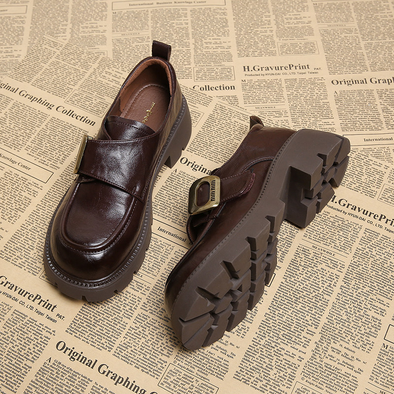 厚底粗跟英伦风小皮鞋女百搭通勤软底乐福鞋复古jk松糕配裙子单鞋,淘宝优惠券,粉丝福利购,淘宝优惠卷