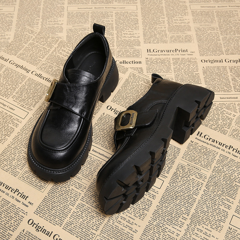 厚底粗跟英伦风小皮鞋女百搭通勤软底乐福鞋复古jk松糕配裙子单鞋,淘宝优惠券,粉丝福利购,淘宝优惠卷