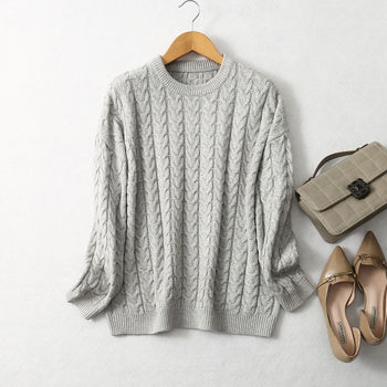 ປີໃຫມ່ສີແຂງ spun ຜ້າໄຫມ cashmere ປະສົມຫນາ woolen twist lazy style pullover sweater thickened knitted sweater