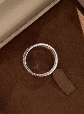 S925纯银中古老钱风拉丝星芒八芒星精工麻花交叉戒指轻奢百搭指环