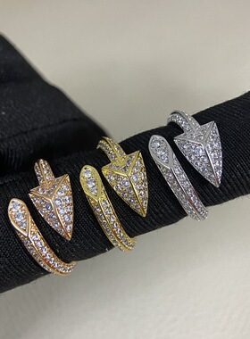 26年新款光面马眼钻头戒指女小众感高级轻奢食指戒开口可调节指环