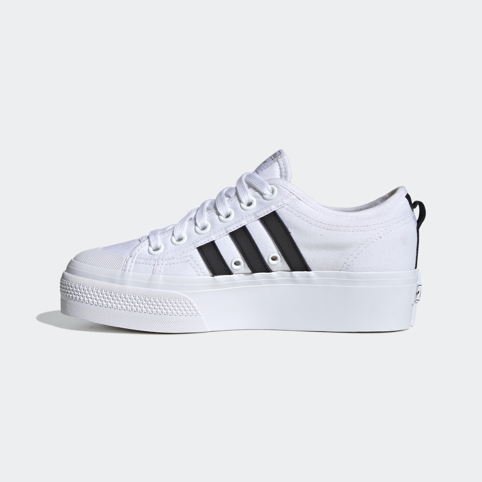 Adidas 女鞋 三叶草 新款logo款Nizza增高厚底帆布小白板鞋FX8538