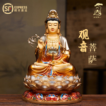 Taiwans pure bronze color Guanyin Bodhisattva home worshipping the living room of the Buddha statue in the South China Sea View of the South China Sea