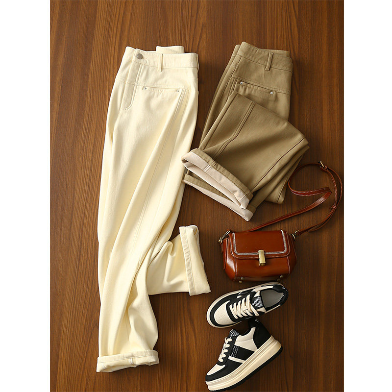 【折】 现货！梨形天菜！磨毛加厚莱赛尔+棉高腰阔腿牛仔裤女秋冬,淘宝优惠券,粉丝福利购,淘宝优惠卷