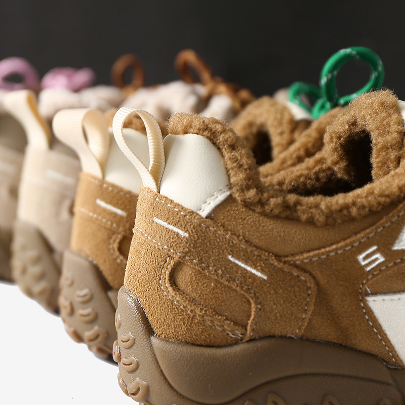 淘么淘 美式时髦复古加绒毛毛德训鞋真皮拼色阿甘休闲鞋女冬新款,淘宝优惠券,粉丝福利购,淘宝优惠卷